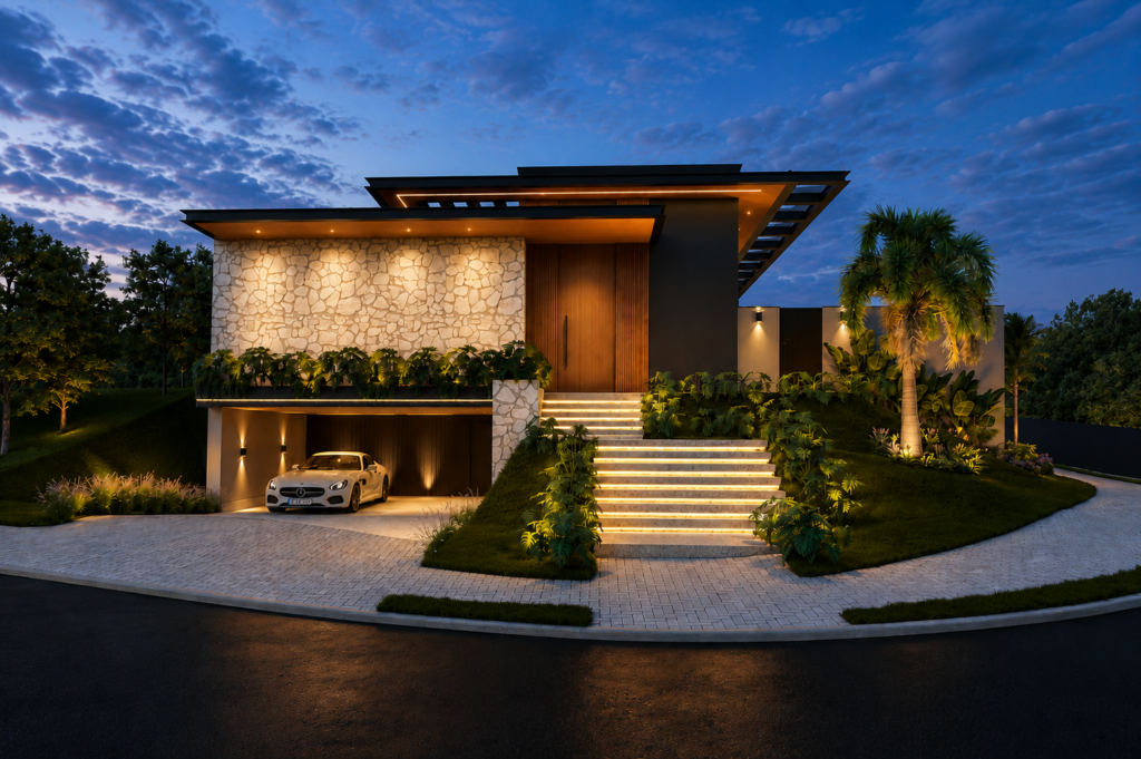 Arquitetura contemporanea para aproveitar o desnivel do terreno 1