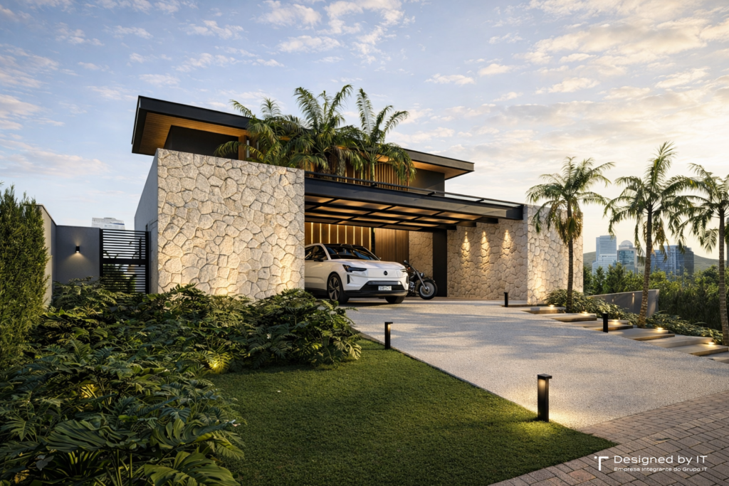 casa contemporanea tambore jundiai fachada pedra madeira it arquitetura 2 1
