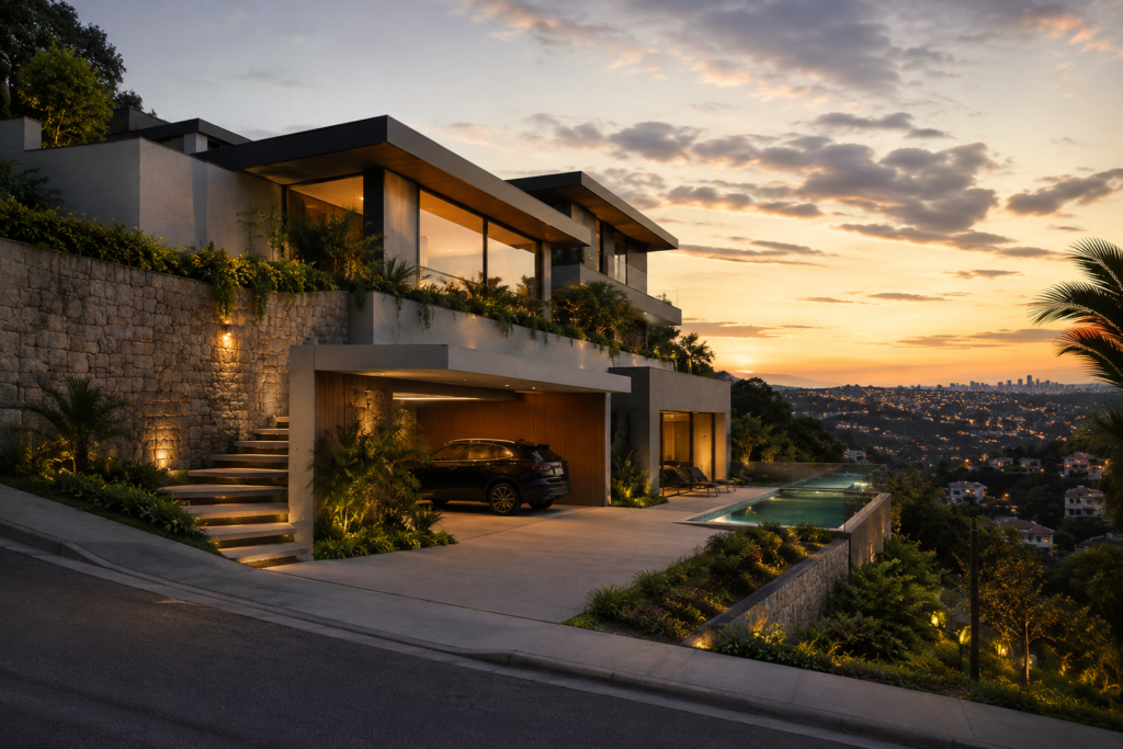 terreno que sobe ou terreno que desce casas contemporaneas terreno
