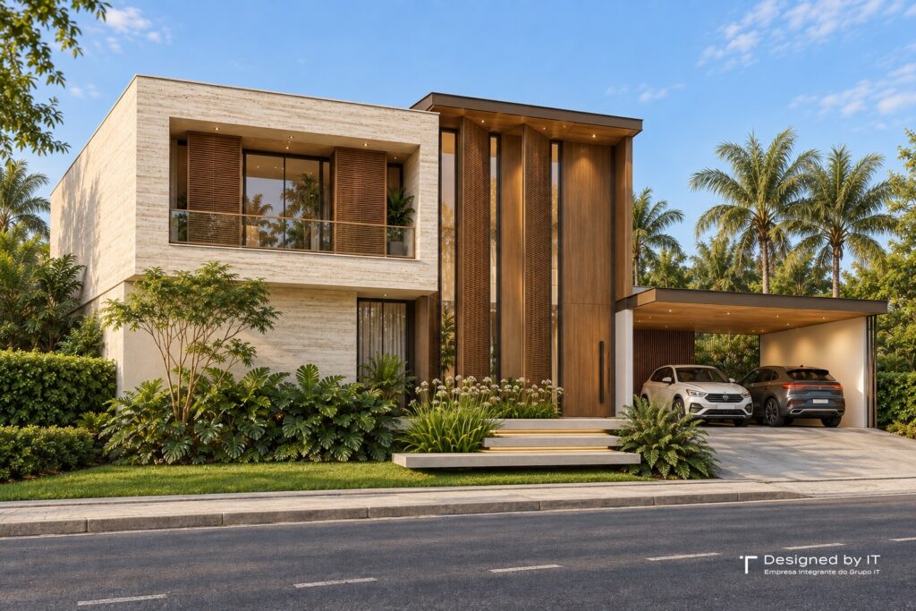 projeto de casa moderna com madeira no condominio haras patente em jaguariuna5